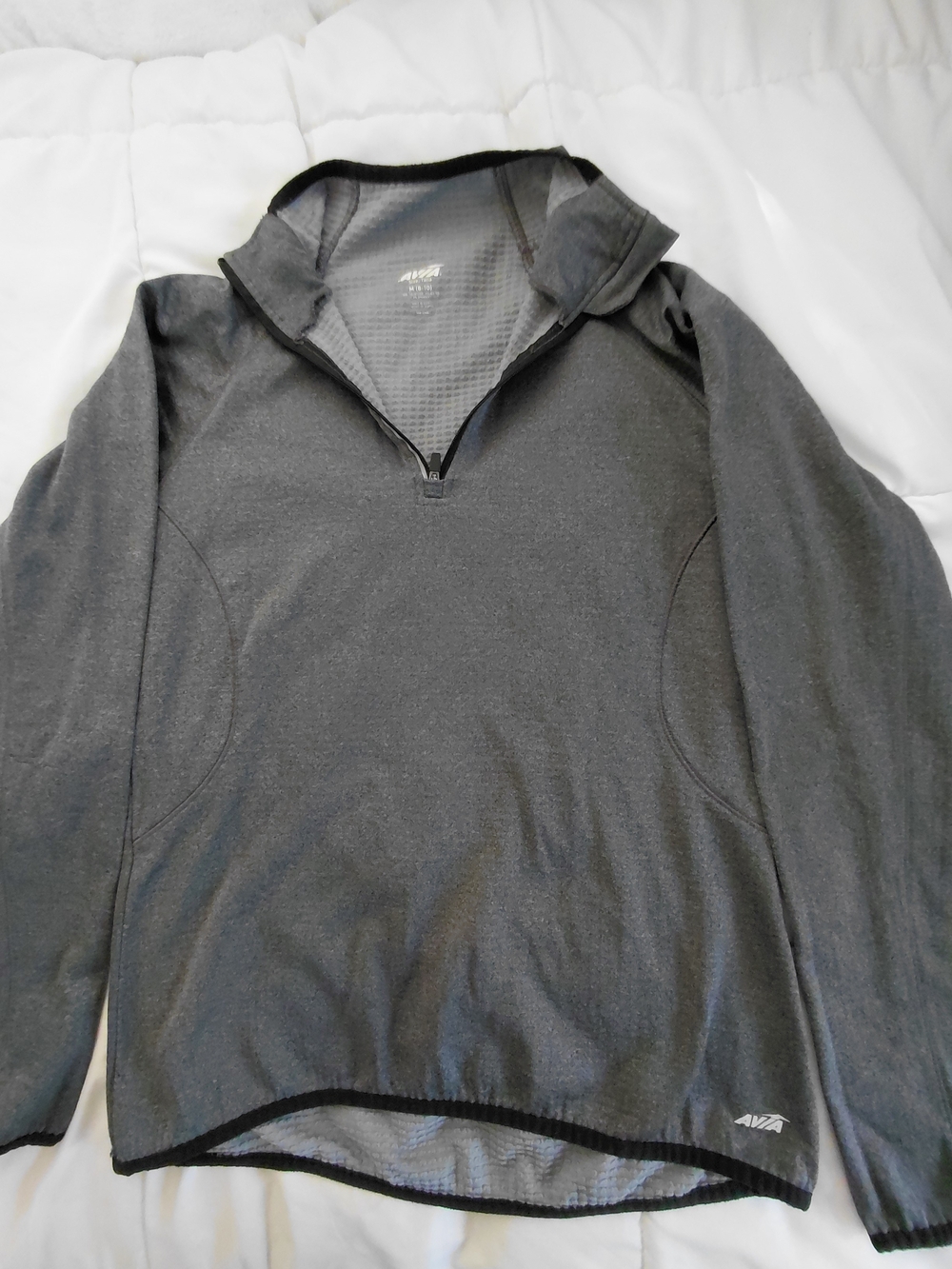Avia Womens M 8-10 Gray Waffle Knit Thermal Quarter Zip Athletic Pullover EUC